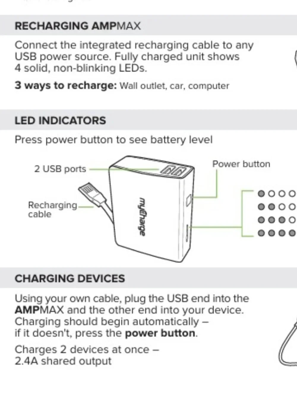 Manual myCharge AMU67KG AmpMax Portable Charger